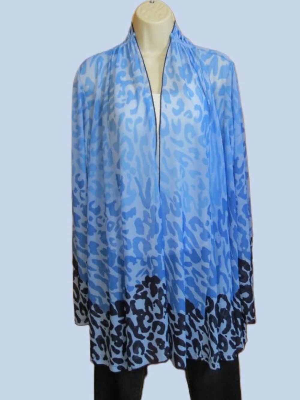 Susan Graver Blue Kimono Sheer Animal Print Size XL